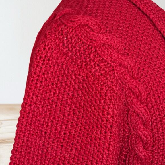 Linda Allard for Ellen Tracy Cardigan Sweater Sz S Cable Knit Collar Hand Knit - Picture 4 of 8